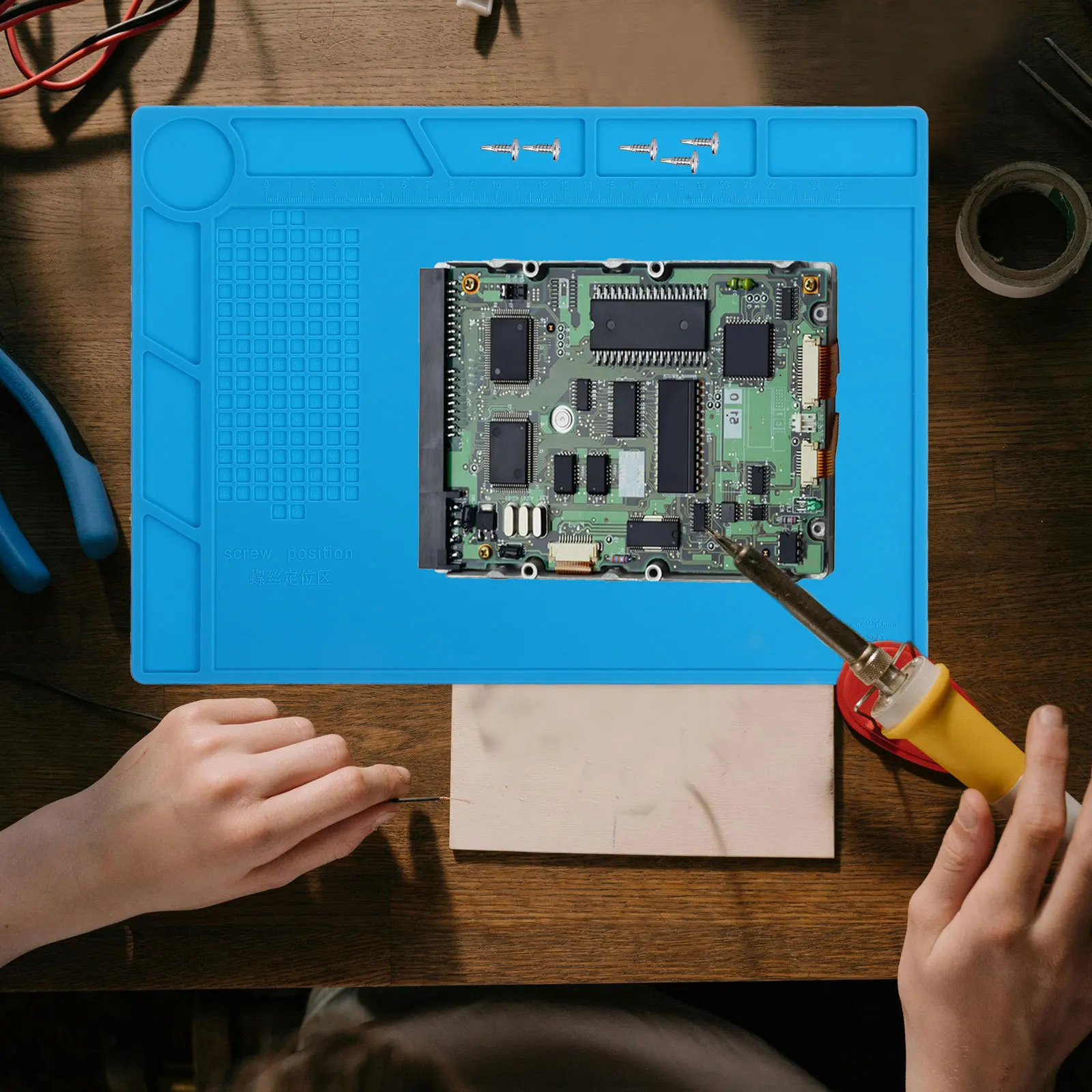 แผ่นรองทำงานบัดกรี 1 ชุด ขนาดใหญ่ ป้องกันสถานีบัดกรี ใช้ได้หลากหลาย