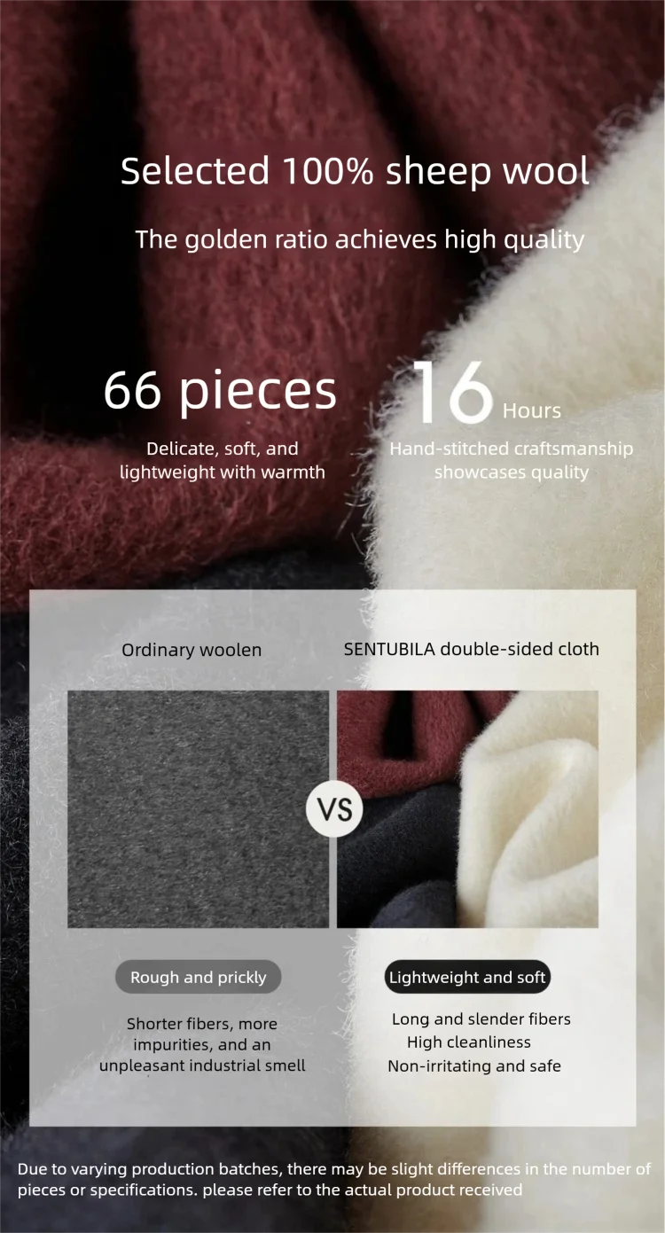 SENTUBILA Damen 100% Wollmantel Doppelseitiger Gürtel-Überziehmantel 2026 Winter Ungefütterte Warme Oberbekleidung Damenkleidung W54OG8765 – Detail 14