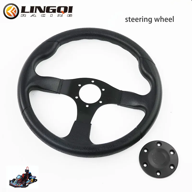 LYNNCHI Motorcycle 350mm 14 Inch Car Classic Steering Wheel Leather For Go Kart Karts Karting Off Road Modification Accessories