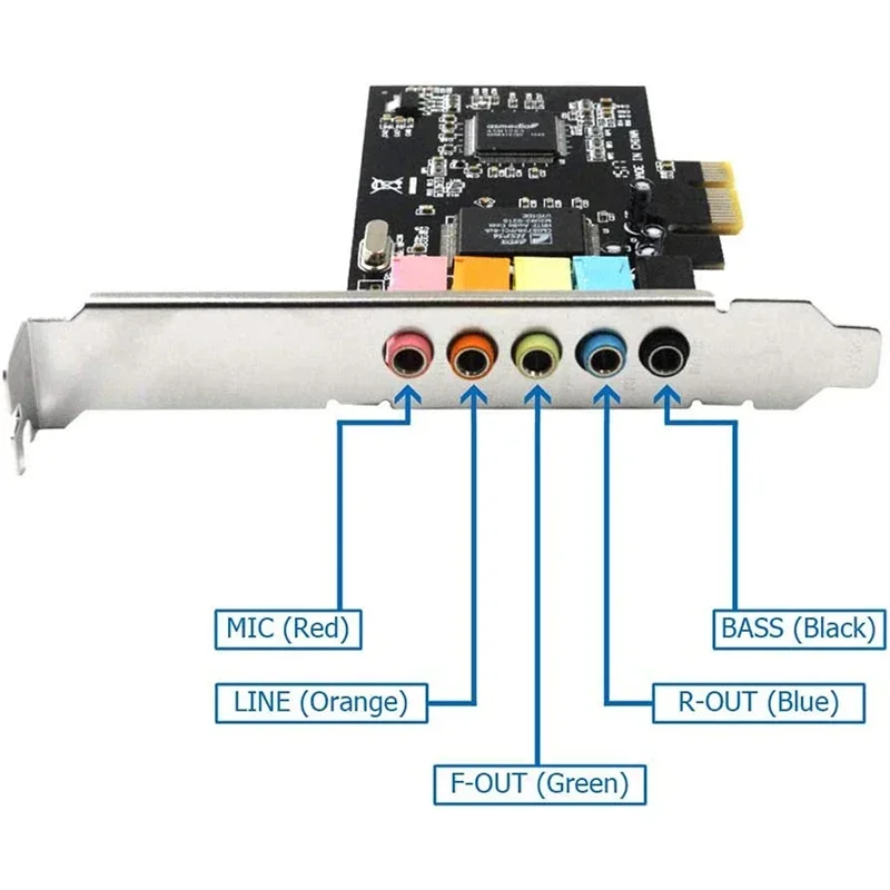 High Quality 5.1 Channel Pci Express X1 Pci-e Cmi8738 Chipset Playback 1 Pcs Pcie Sound Card Office Accessories Portable