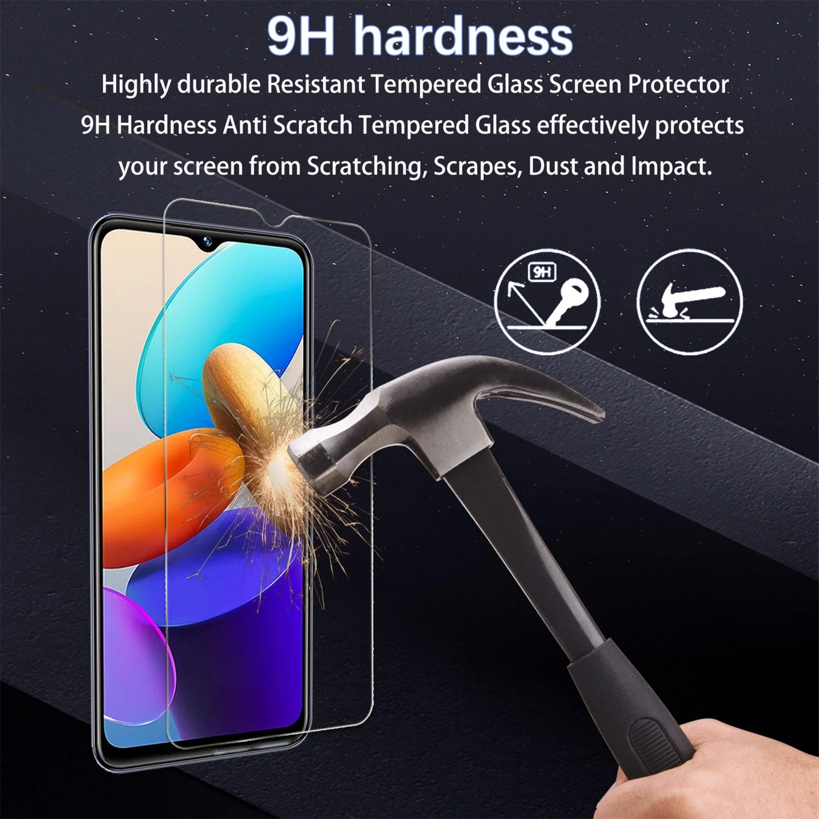 For VIVO Y22s Tempered Glass Screen Protector Crystal 9H Protective HD Clear Scratch Resistant