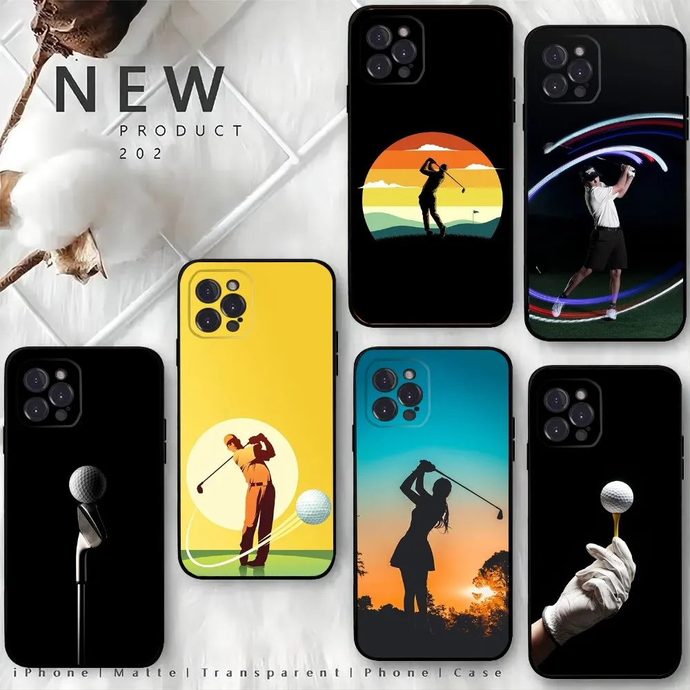 Sport Golf Ball Phone Case For iPhone15,14,13,12 Mini 11 Pro XR,X,XS,MAX 6S,7,8 Plus Silicone Cover Soft Black