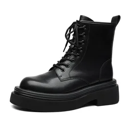 Soft Leather Spring Autumn Platform Boots for Men New Designer British Style Eight-hole Vintage Men's Short Boots Shoes