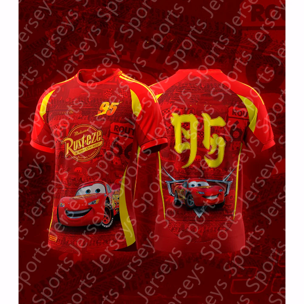 New Cars children cartoon streetwear casual vacation short-sleeved tops men/boy sweatshirts Lightning McQueen No. 95 jersey