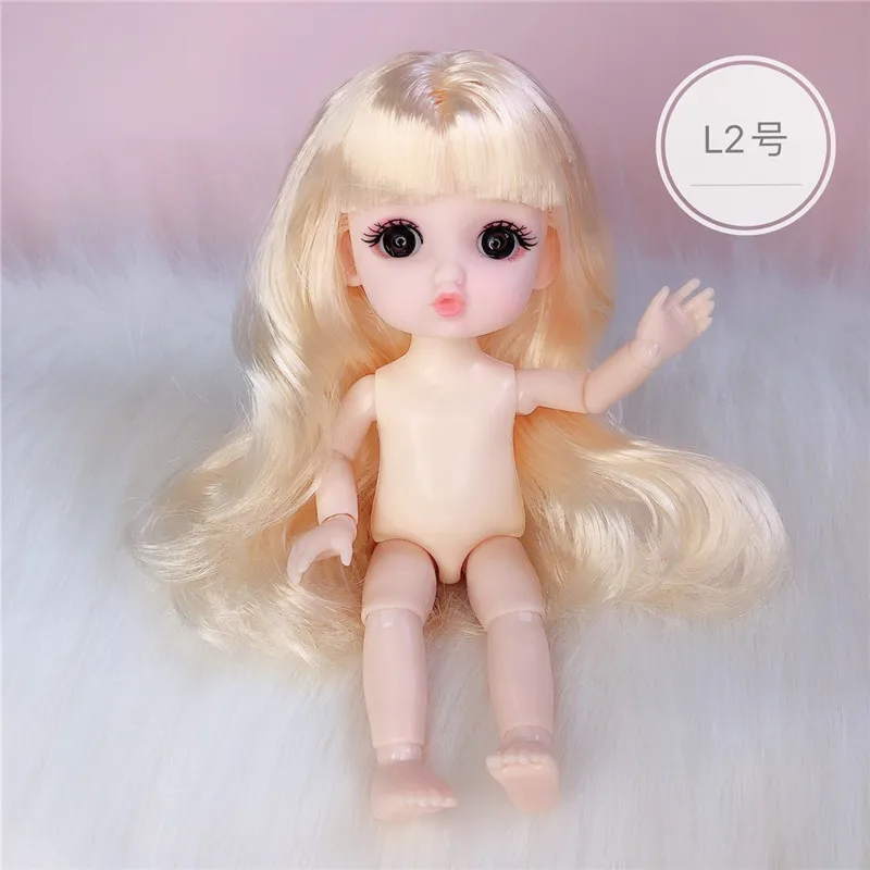 17 cm 8 points BJD cute girl with a pouty mouth 3D real eyes 13-joint toy body doll