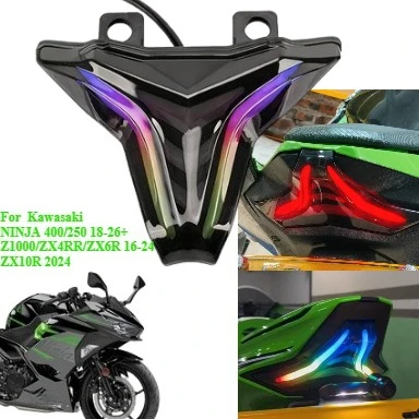 

For Kawasaki Ninja 400 250 ZX 4R 4RR 6R Z1000 Motorcycle Tail Light Brake Turn Signal Integrated Programmable Decorative Lamp