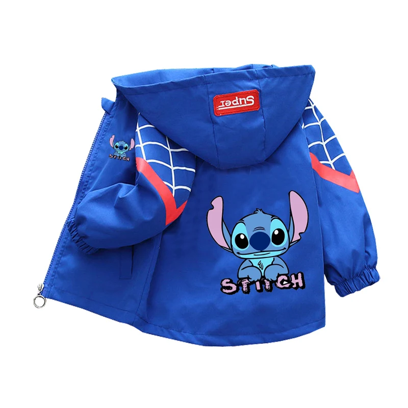 New Spring Baby Boys Girls Jacket Fashion Cartoon Stitch Print Outerwear for Kids Clothes Children Windbreaker Coat