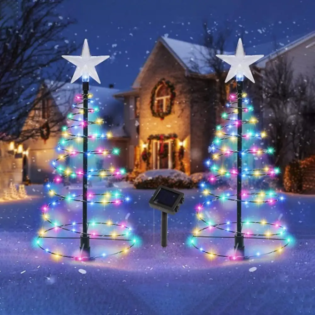 

1 Pc/2 Pcs Solar Christmas Tree Lights Weatherproof Solar Light Up Xmas Tree Outdoor Solar Christmas Lights for Yard Lawn Porch