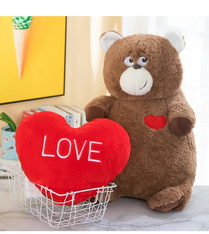 Creative Cartoon Plush Toy Dear, Transformable to a Love-shaped Bear, Perfect Gift for Girlfriend Confession or Children Gift