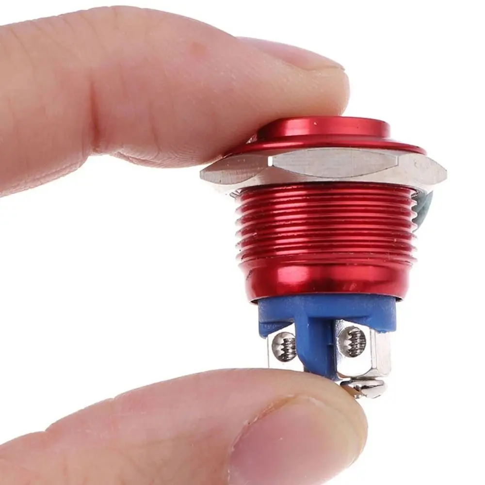 16mm Momentary Switch Self-reset Metal Push Button Switch Round Head Panel Mount Electrical Switch Automotive Accessories