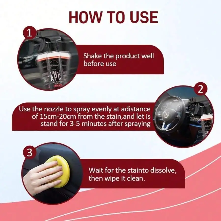 

120ml Multi-Purpose Car Interior Cleaner For All Surfaces Stain Remover Fresh Scent