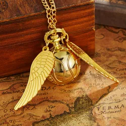 Luxury Little Cute Golden Wings Ball Pumpkin Pocket Watch Exquisite Best Gift Pendant Clock for Mlae Kids Relogio Saati