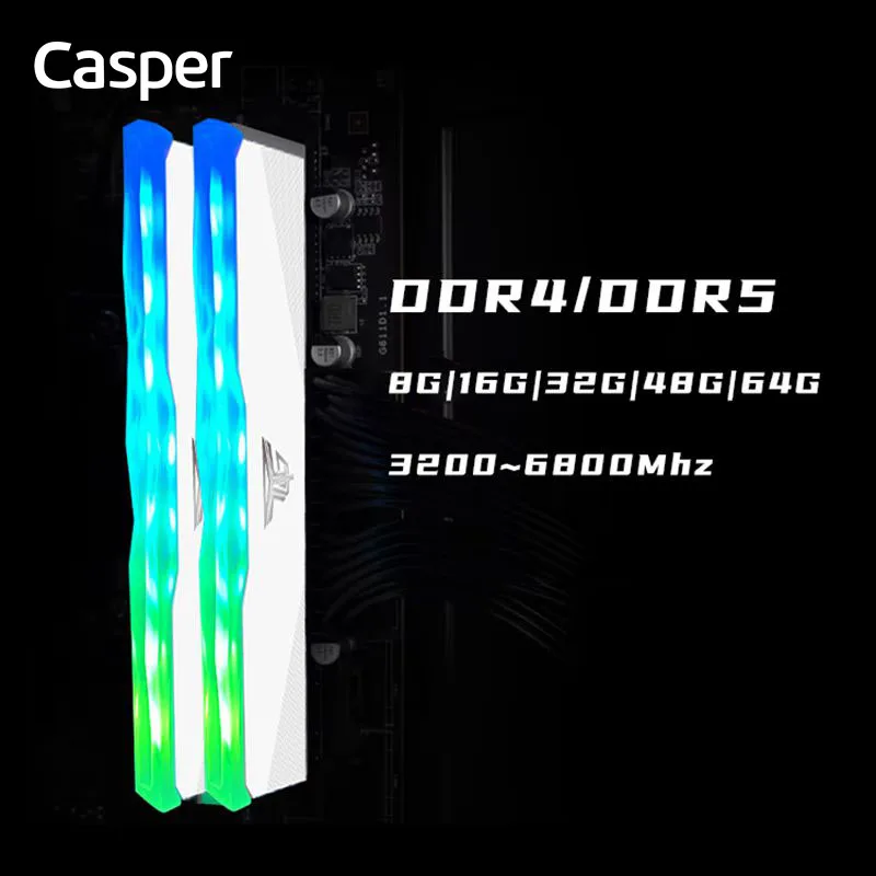 Casper 1/2 pz RGB Dissipatore di Calore DDR4 16 GB 2666 MHz Memoria Ram Gaming Computer Desktop 16 GB 3200 MHz PC Memoria Gioco Video Clip (Bianco)