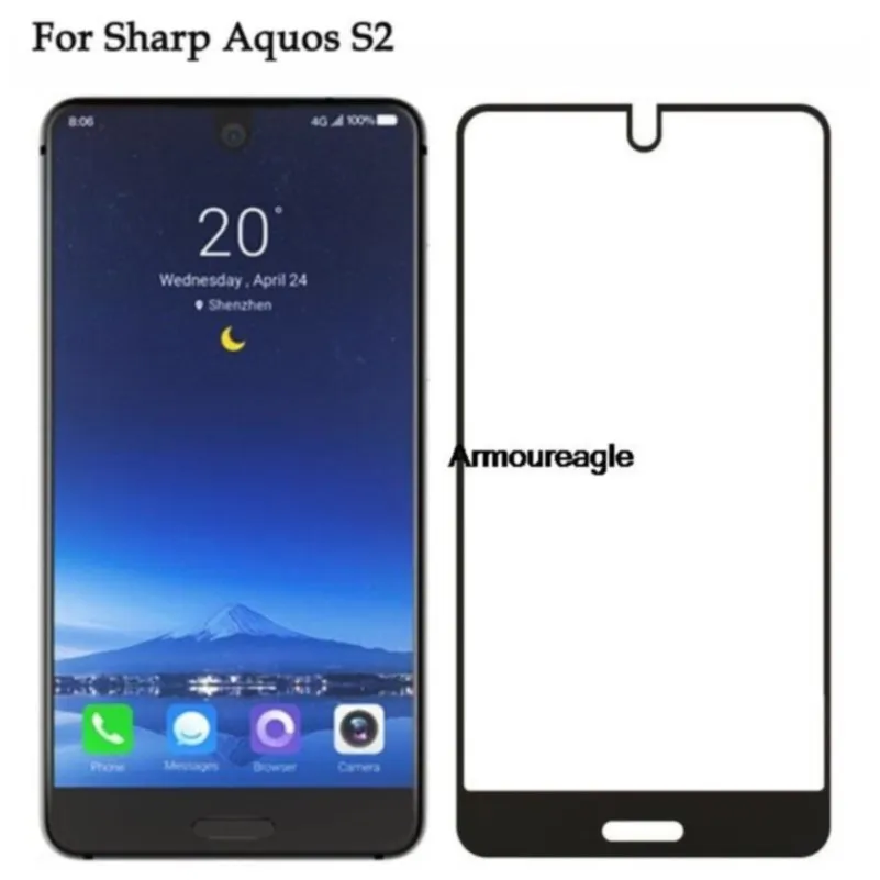 Vidrio templado 3d negro para Sharp aquos s2, cubierta completa, película 9h, protector de pantalla a prueba de explosiones, protector para Sharp s2 fs8010