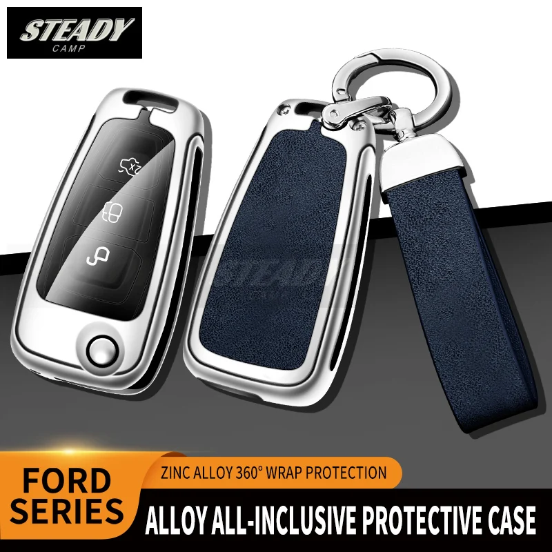 Zinc Alloy Car Key Case Cover for Ford Mustang Electric Mach-e Horse Cobra GT Protector Key Shell Bag Keychain Acessories