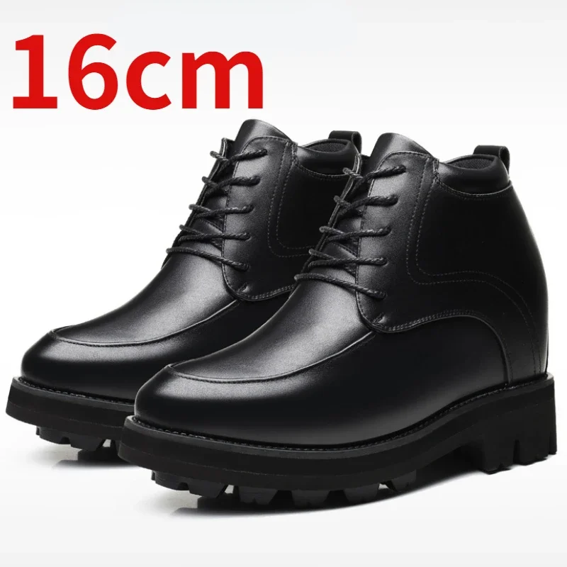 Men's 15cm Height Increasing Shoes Invisible Inner Heightening Wedding High Heels Shoe Couple's Thick Platform Derby Shoes for