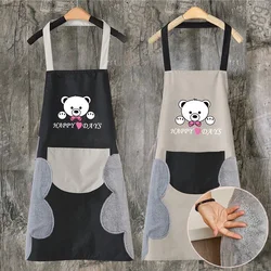 Delantal de toalla con cuello colgante para cocina, mantel con estampado de oso lindo, creativo, Coreano