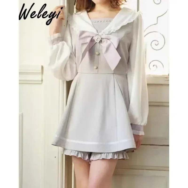 Kawaii Lolita Skirt Suit Japanese Women's Clothing 2024 Spring Mine Series Mass Produced Classic Cute Sweet Pleated Skirts Suits