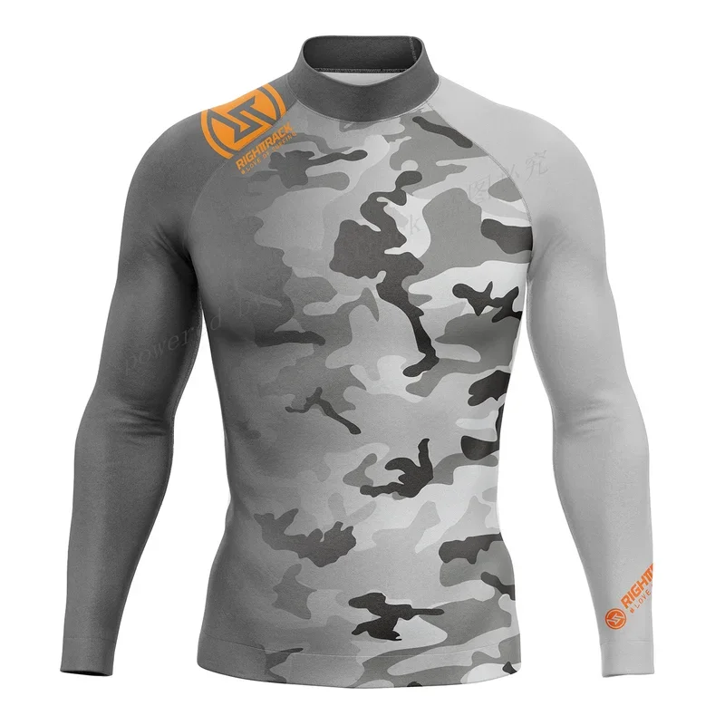 HotSale Men\'s Rashguard Camouflage Surfing Shirt Lycra RIGHTTRACK For Surf Sportswear Beach UV Swimwear UPF50  Clothes