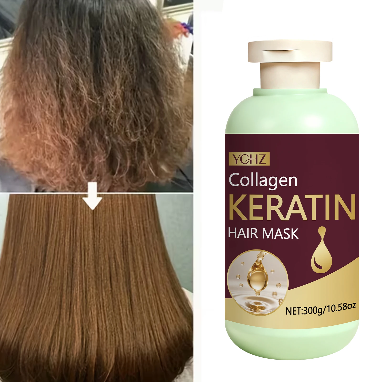 

Коллагеновая маска для волос 300 г — глубоко питает с растительными ингредиентами, осветляет и укрепляет волосы, подходит для нормальных, сухих и вьющихся типов волос.