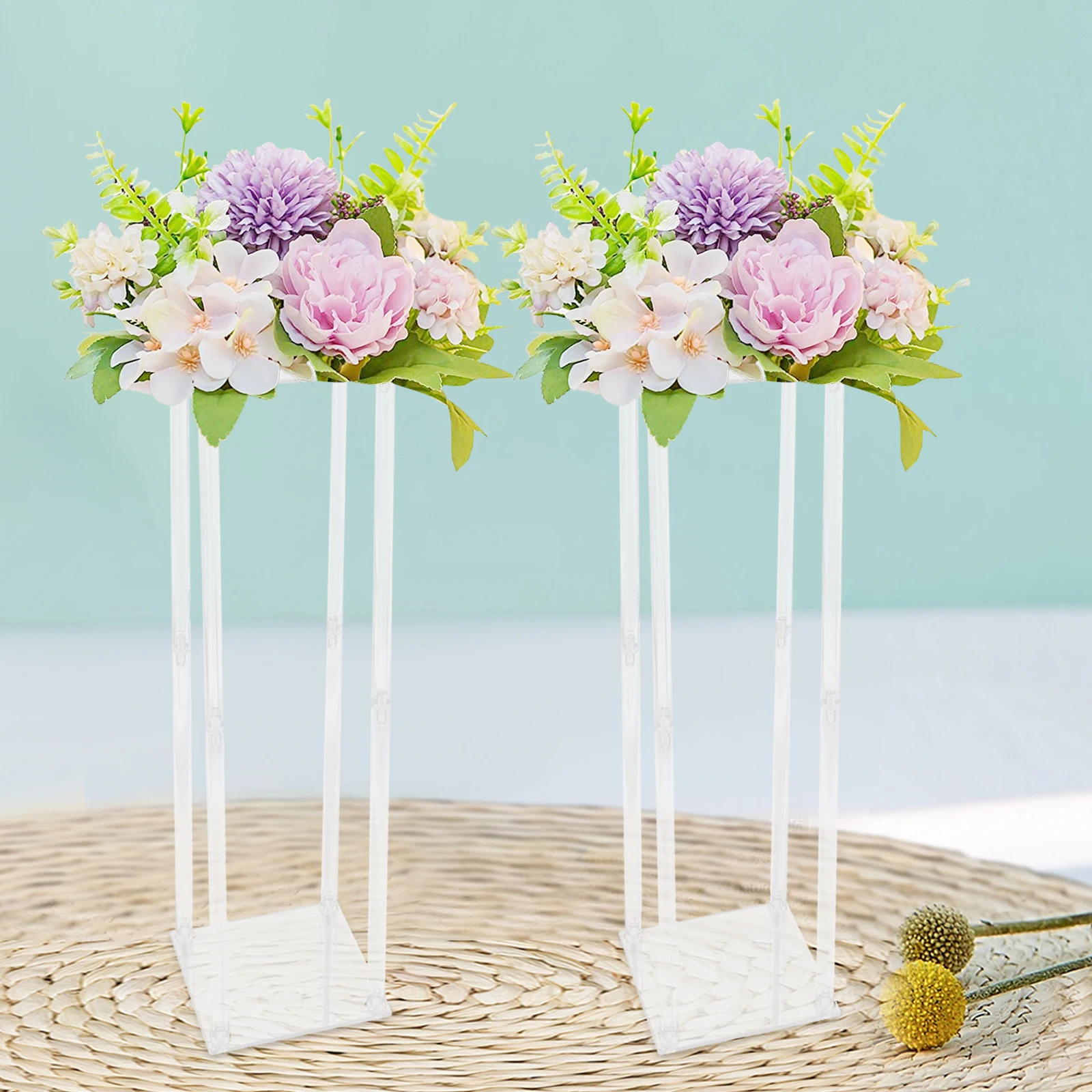 

Clear Flower Stand Pack of 2 Wedding Decoration Table Centerpiece Clear Acrylic Floor Vase Decorative Column Stand for Party