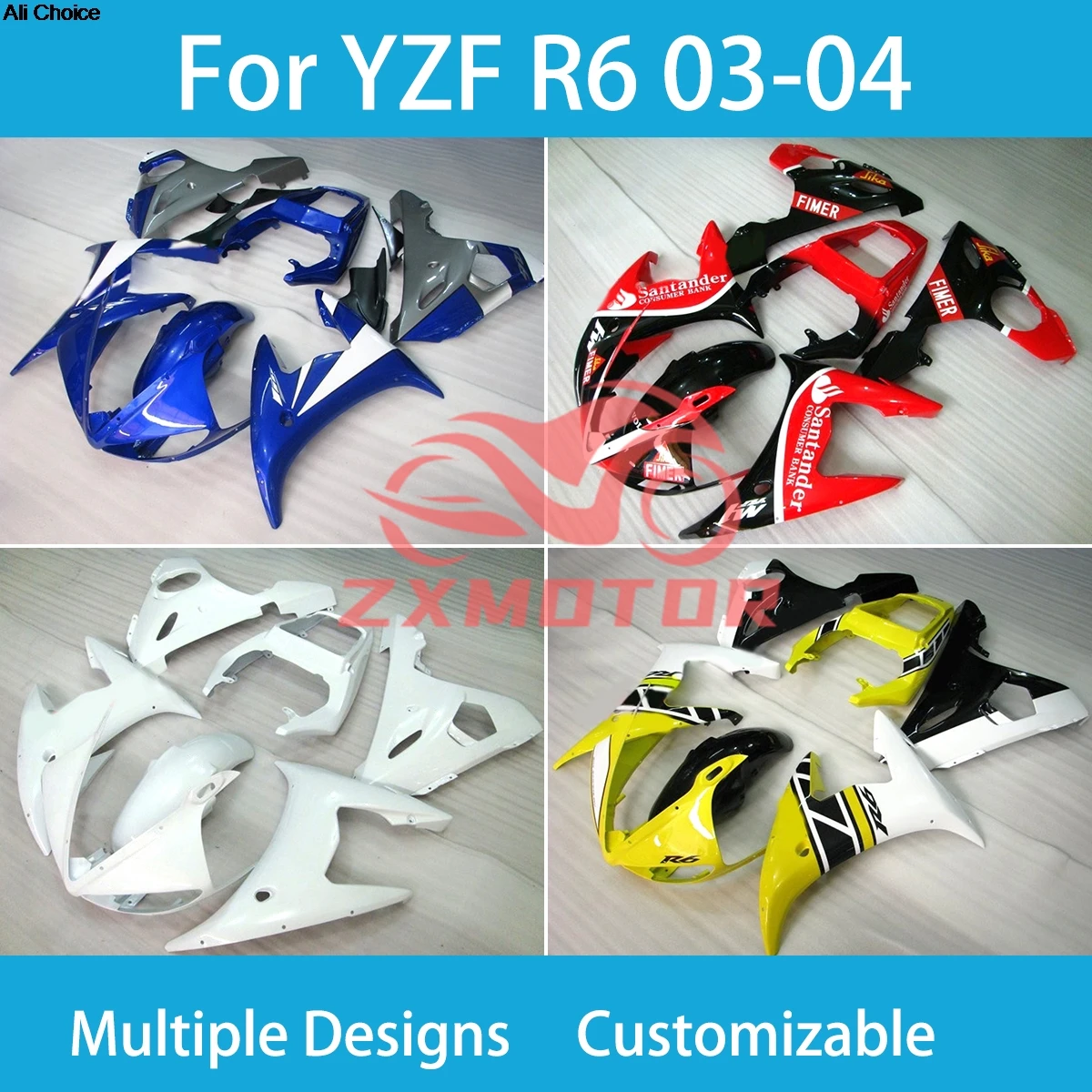 

New YZF-R6 2003 2004 ZXMT Fairings for Yamaha YZF R6 03 04 Motorcycle Customized Injection High Quality Fairing Kit