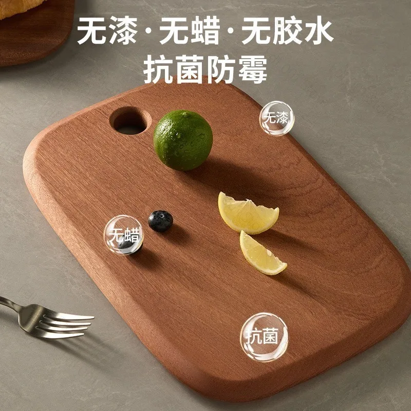 Oval Whole Solid Ebony Wood Cutting Board Multifunctional Kitchen Serving Tray for Steak Bread Fruit Household Food Use