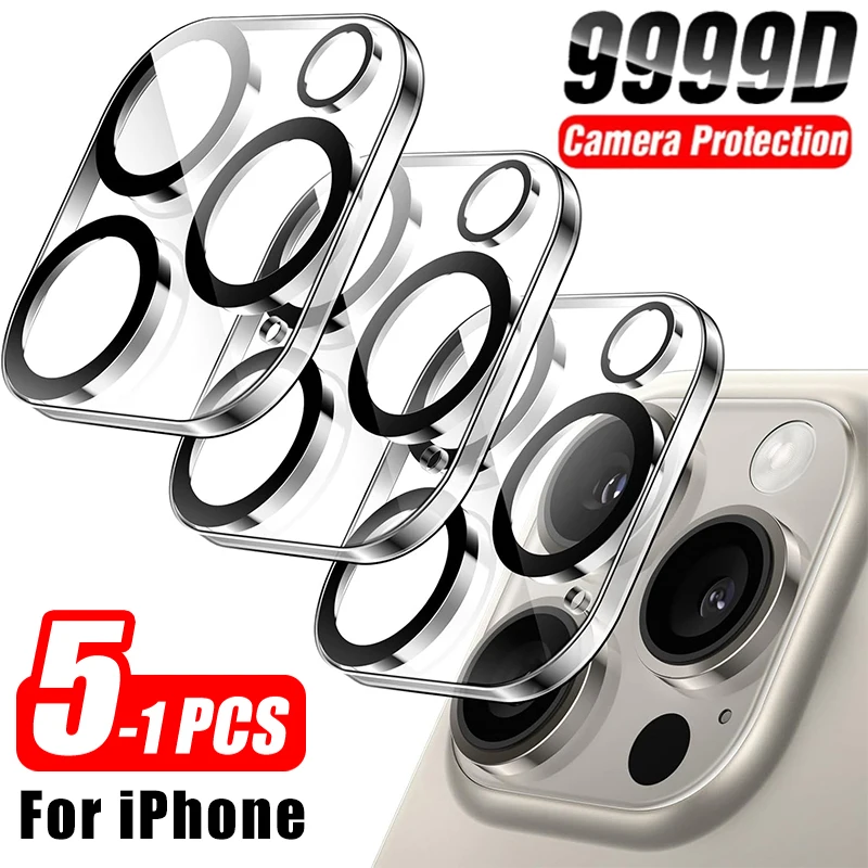 1-5Pcs Tempered Glass for iPhone 16 15 14 13 Pro Max Plus 13 Mini Camera Lens Protector Black Circle Protective Lens Film Cover