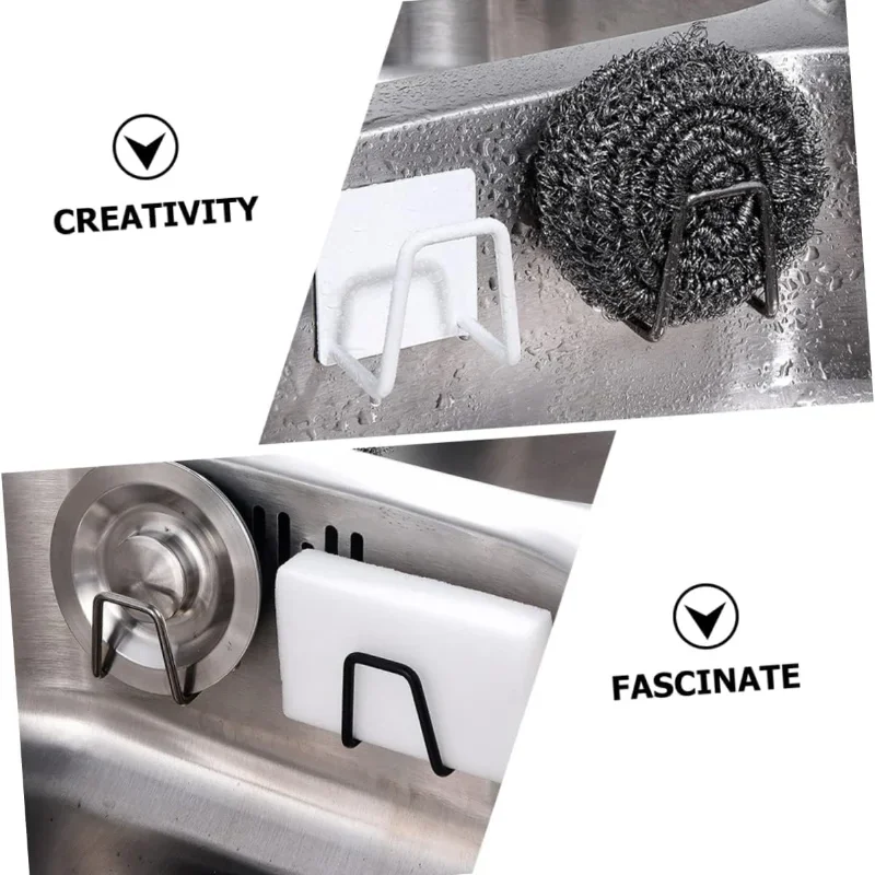 Self-Adhesive Sponge Holder for Kitchen Stainless Steel Wall Storage Hooks Sink Sponges Drain Rack Kitchen Tool Wholesale