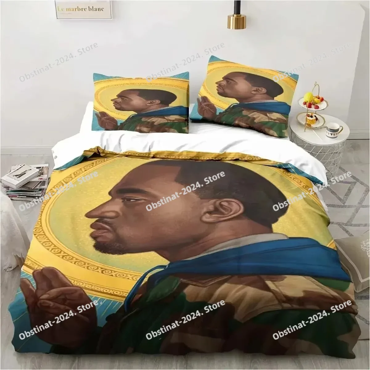 

Rapper Kanye West Printed Bed Set Duvet Cover Pillowcase Bedding Set Bed Linen Sheet Quilt Cover Full Queen King Size