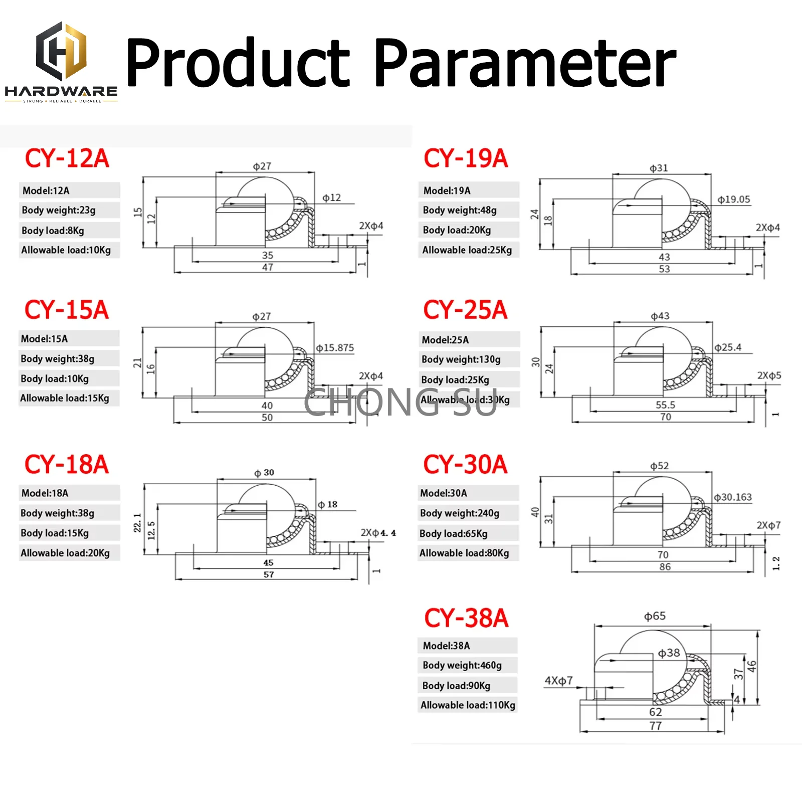 1-10pcs Roller Ball Transfer Bearing Caster Round Durable Wheel Caster Omni Ball Transfer Unit Cy-12a/15a/18a/19a/25a/30a/38a