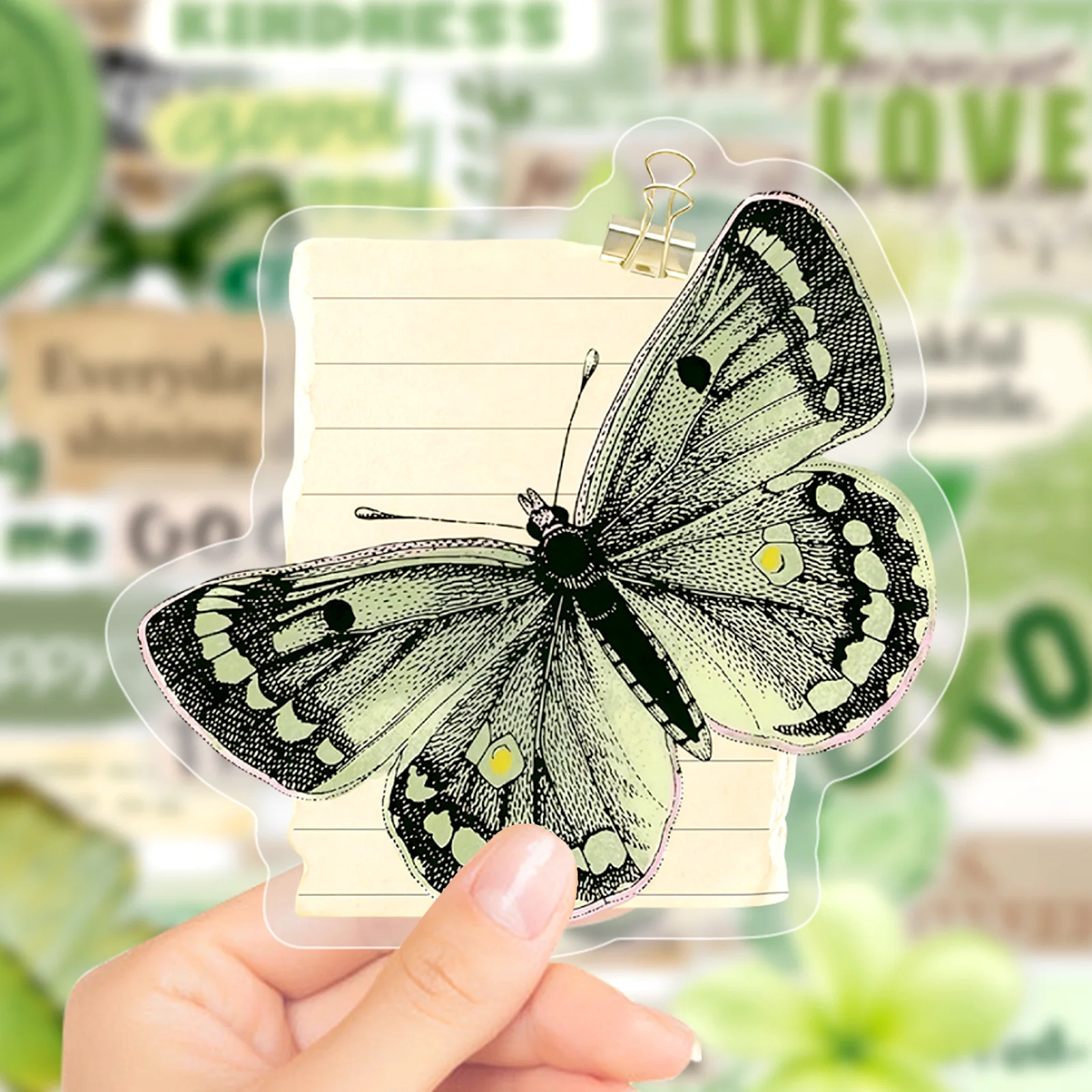 50-Pack Vintage Artistic Life Theme English Transparent PET Graffiti Stickers Waterproof Decor Decals for Guitars Luggage