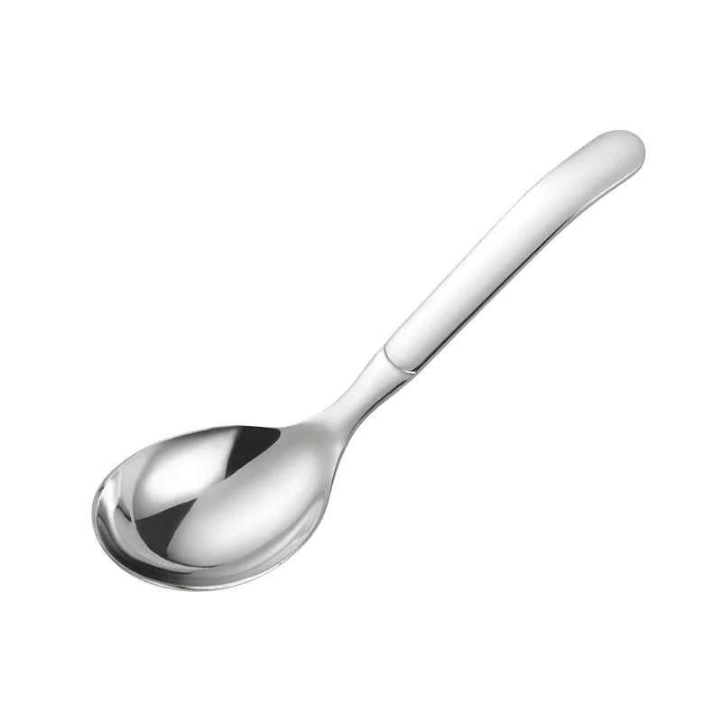 Oukeai 304 Stainless Steel Drinking Spoon Dessert Spoon Household Eating Spoon Thickeneded Round Soup Spoon Long Handle Spoon