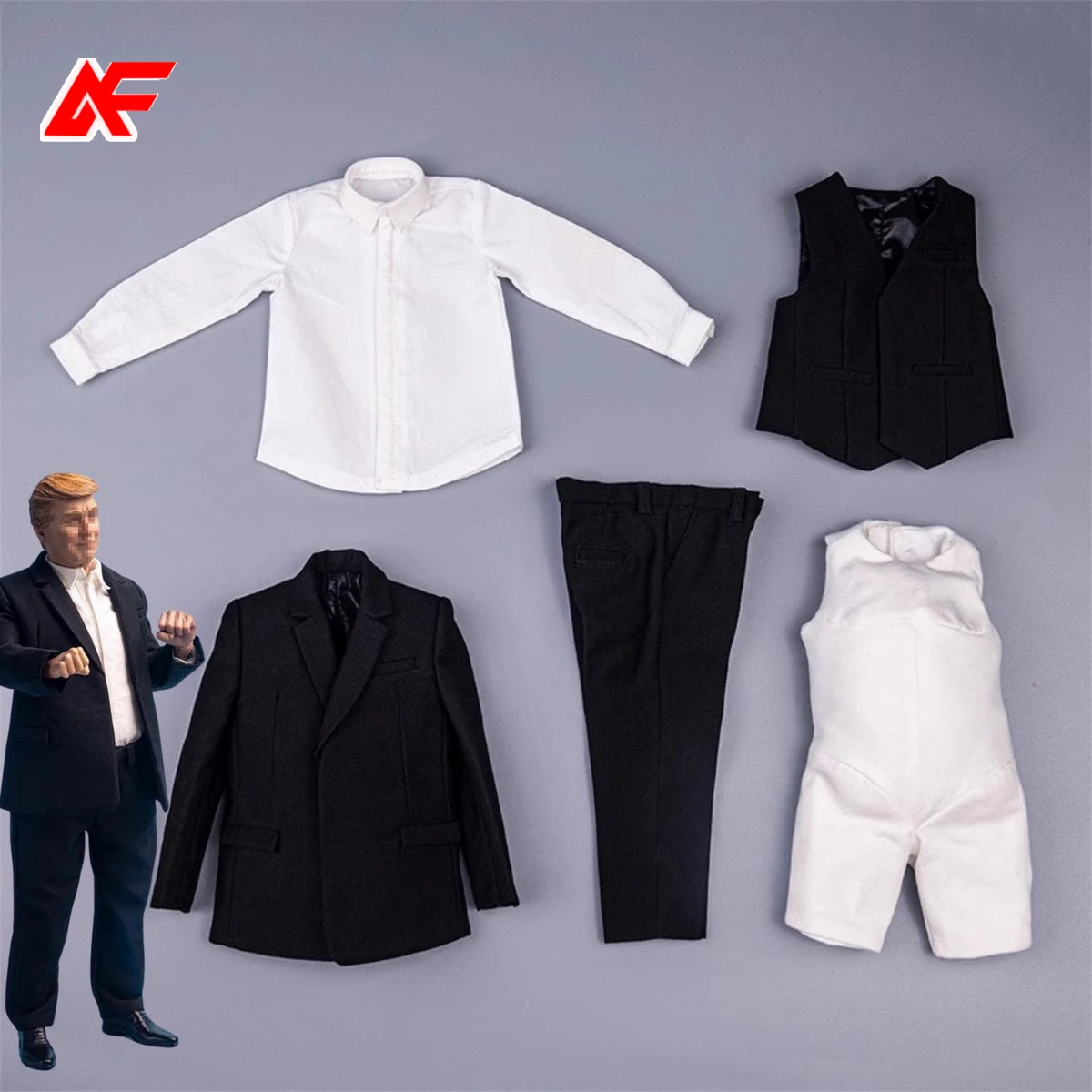 1/6 Scale Male Black Suit Formal Office Clothing Shirt Vest Pants Fattening Clothes Fit For 12'' PH JO Action Figure Body Dolls