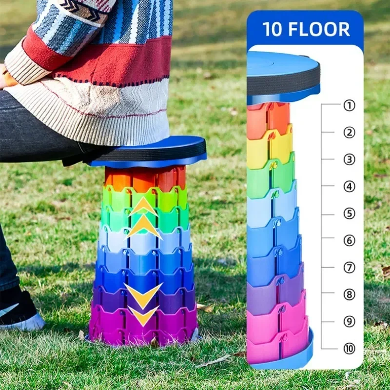 

Outdoor Portable Folding Telescopic Stool Lightweight Plastic Travel Chair Outdoor Camping Fishing Easy to Fold and Carry