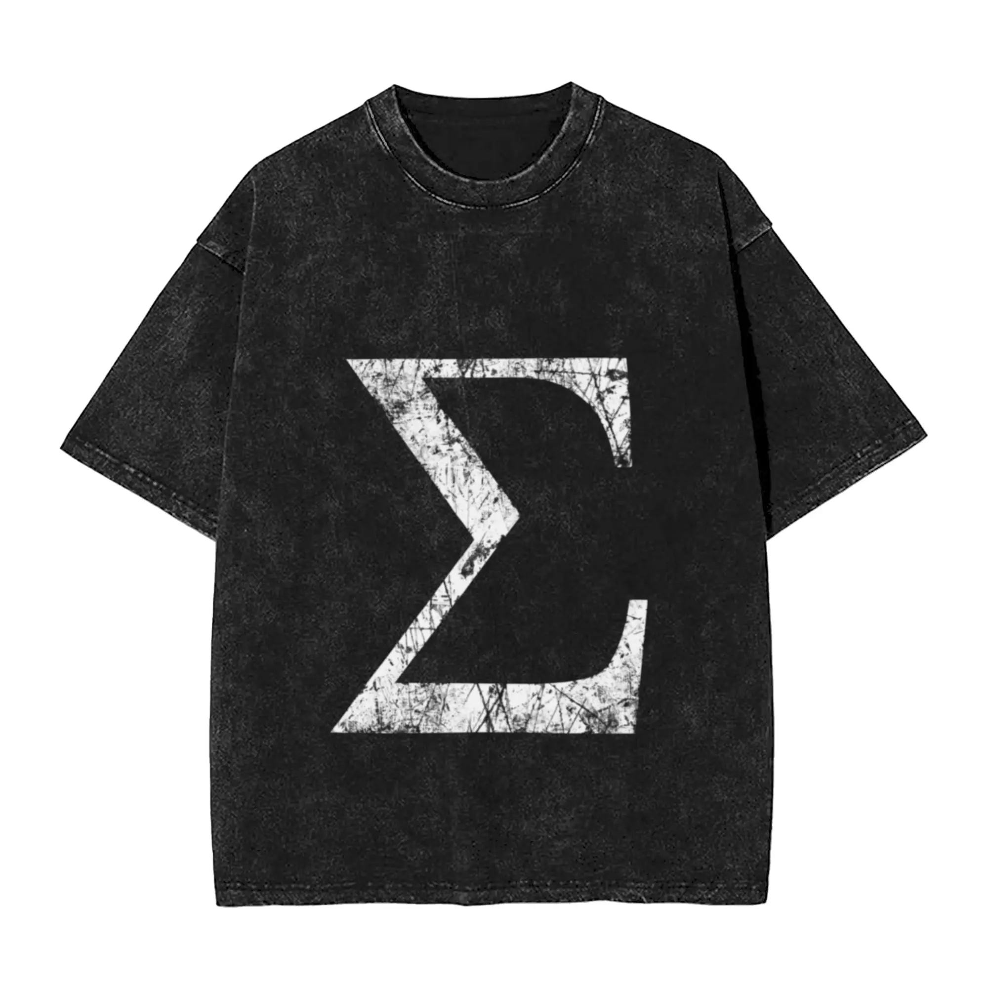 Sigma Greek Letter Symbol Grunge Style Classic Trendy A T-Shirt Oversized Short Sleeve Men's Women's Cotton Tees Tops