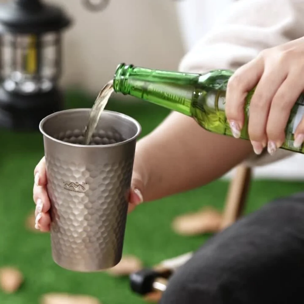 350/500/600 ml Home Outdoor Camping Picnic Beer Cups Pure Titanium Drinking Cups Water Tumblers Ultra-Light Cups For Outdoor image 4