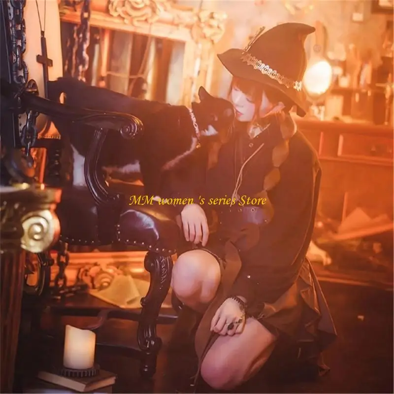 Q39C Disfraz sombrero bruja para mujeres, hombres y adolescentes para fiesta Halloween, encaje