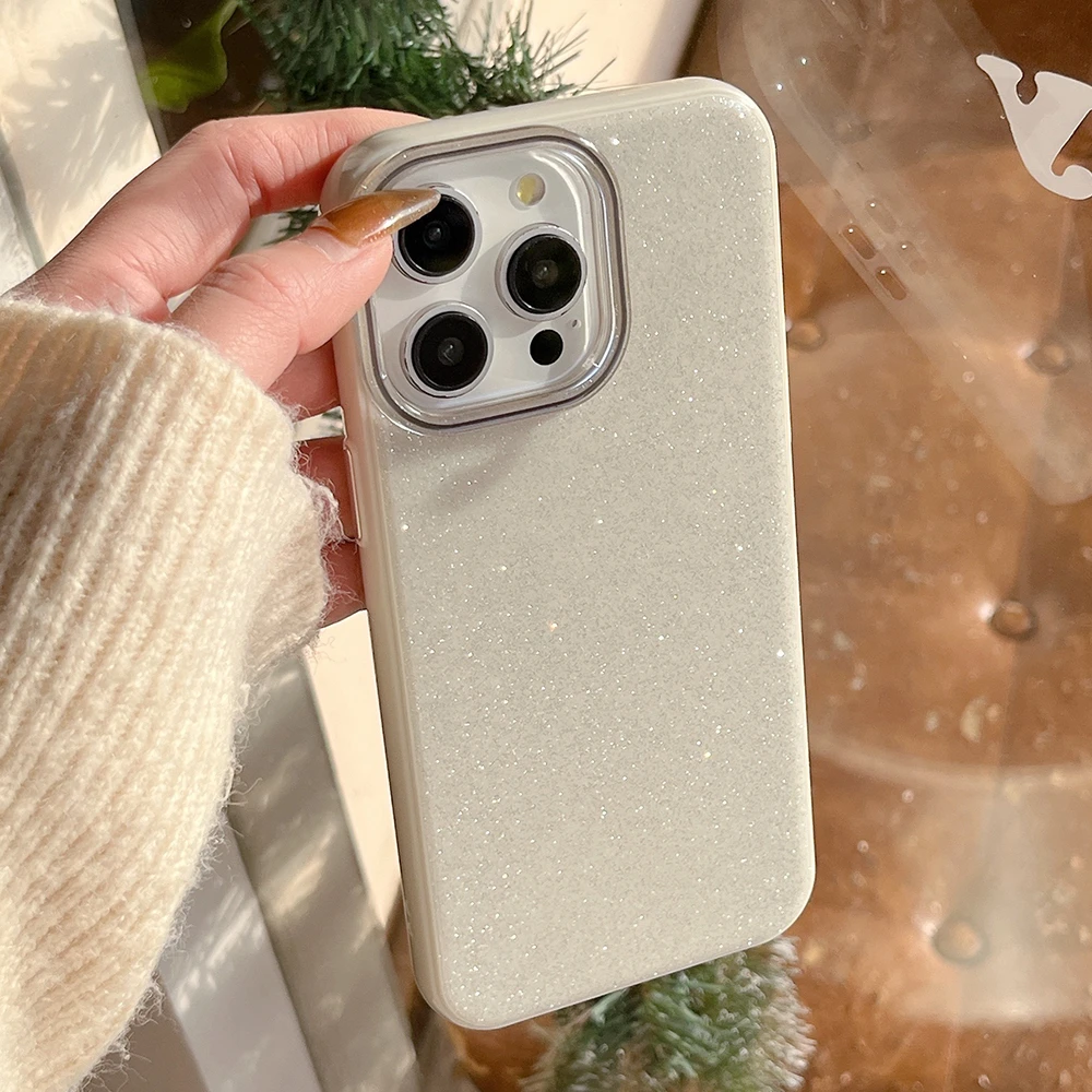 Casing silikon lembut berkilau, penutup pelindung Bumper tahan guncangan jeli permen berkilau untuk iPhone 14 15 16 Pro Max