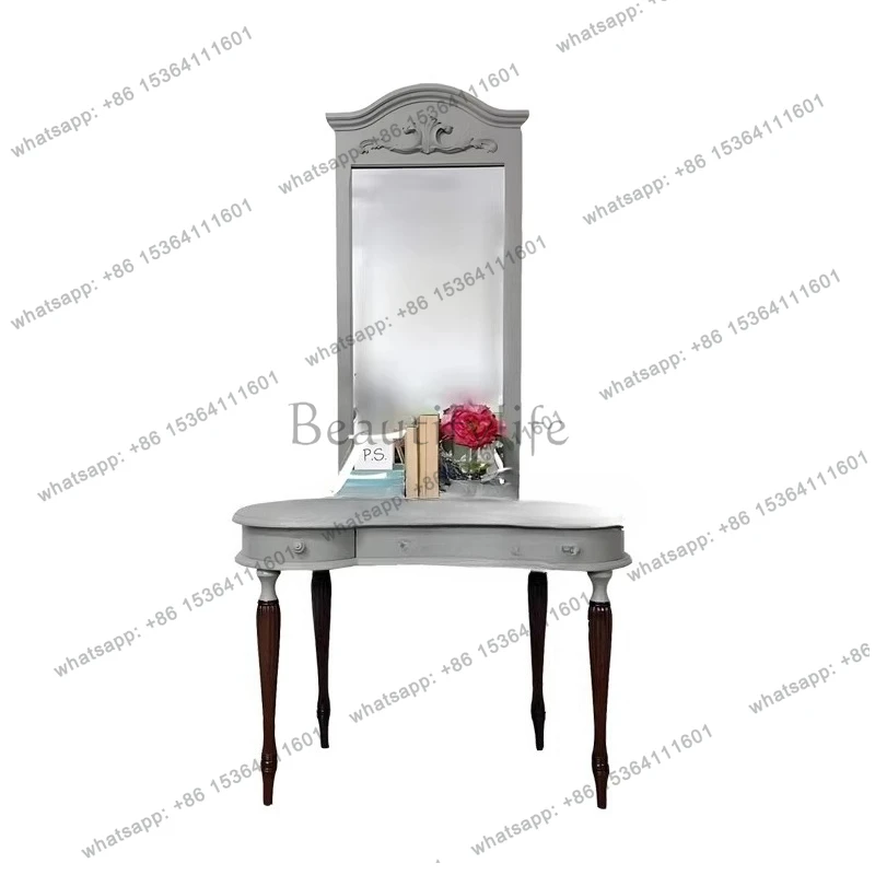 

French solid wood dresser retro style master bedroom light luxury high-end makeup table