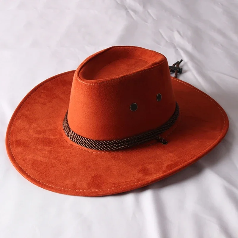 Vintage-Western-Cowboyhut, einfarbig, Basin-Hut, breite Krempe, Jazz-Hut, Outdoor-Sonnenschutz für Wandern, Camping, Reiten – Detail 12