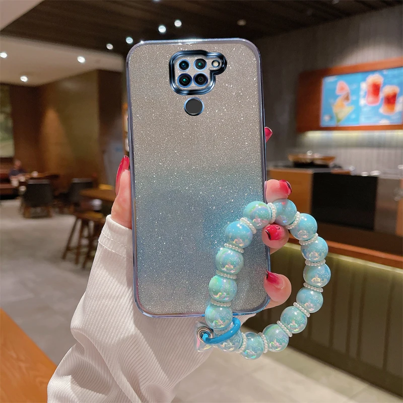 

✨Note9s Glitter Soft TPU Phone Case for Redmi Note 9 9S 8 7 10 10S Anti-Slip Shockproof Cover with Bracelet for Women Gift