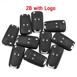 10PCS/LOT  2 Button Flip Folding Key Shell Case Fob for Chevrolet Aveo Cruze Uncut Blade with Logo