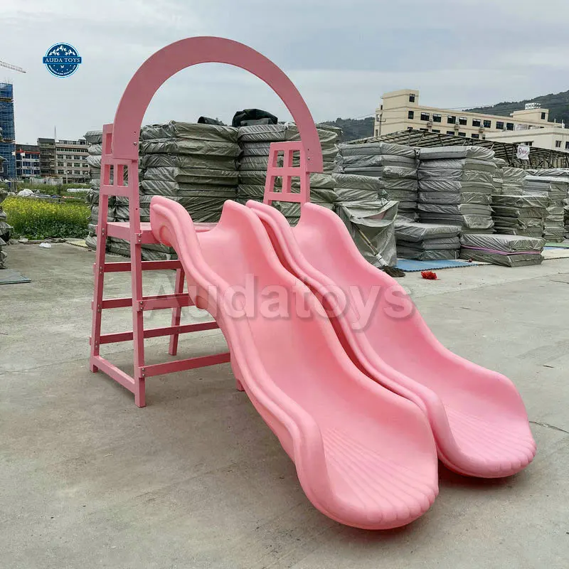 Popular Pink Double Slide for Kids Indoor Playground Rental Hire with Slide for Birthday Soft Play Events Educational Plastic