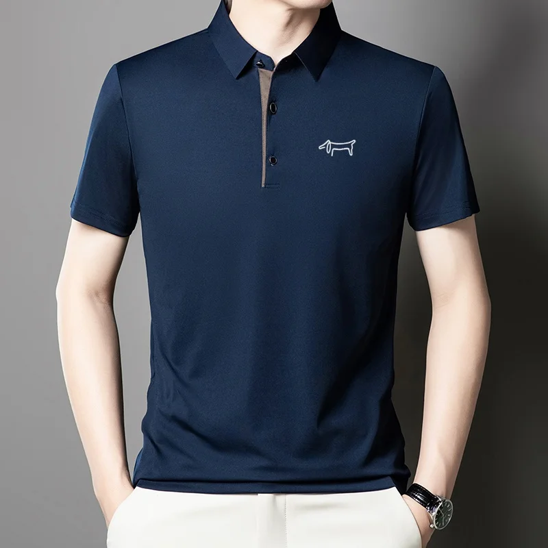 Luxusmarke Herren Bedrucktes Poloshirt Original Einfarbiges Lässiges Kurzarm-T-Shirt mit Kragen Sommer Neuer Trend Business Herrenmode – Detail 10