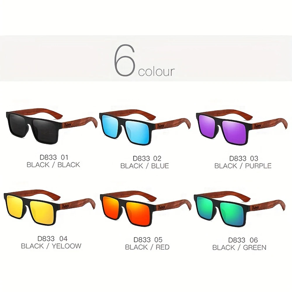 DUBERY Wooden Polarized UV400 Protection Sunglasses For Men And Women 6 Colors Model 833