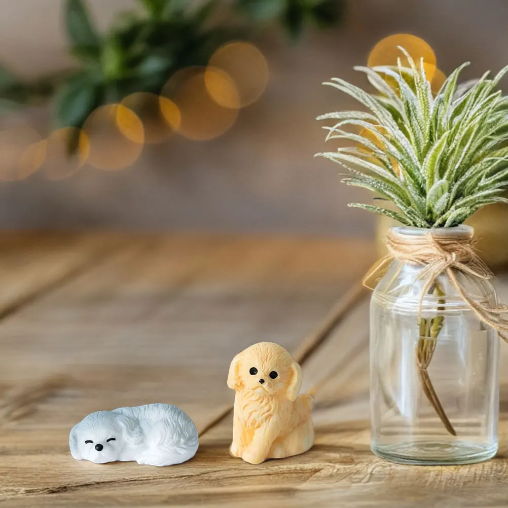 

10 PCS Mini Dog Ornament Miniature Landscape Ornaments Statuette Garden Puppy Status Fake Accessories Cute Car Dashboard Decor