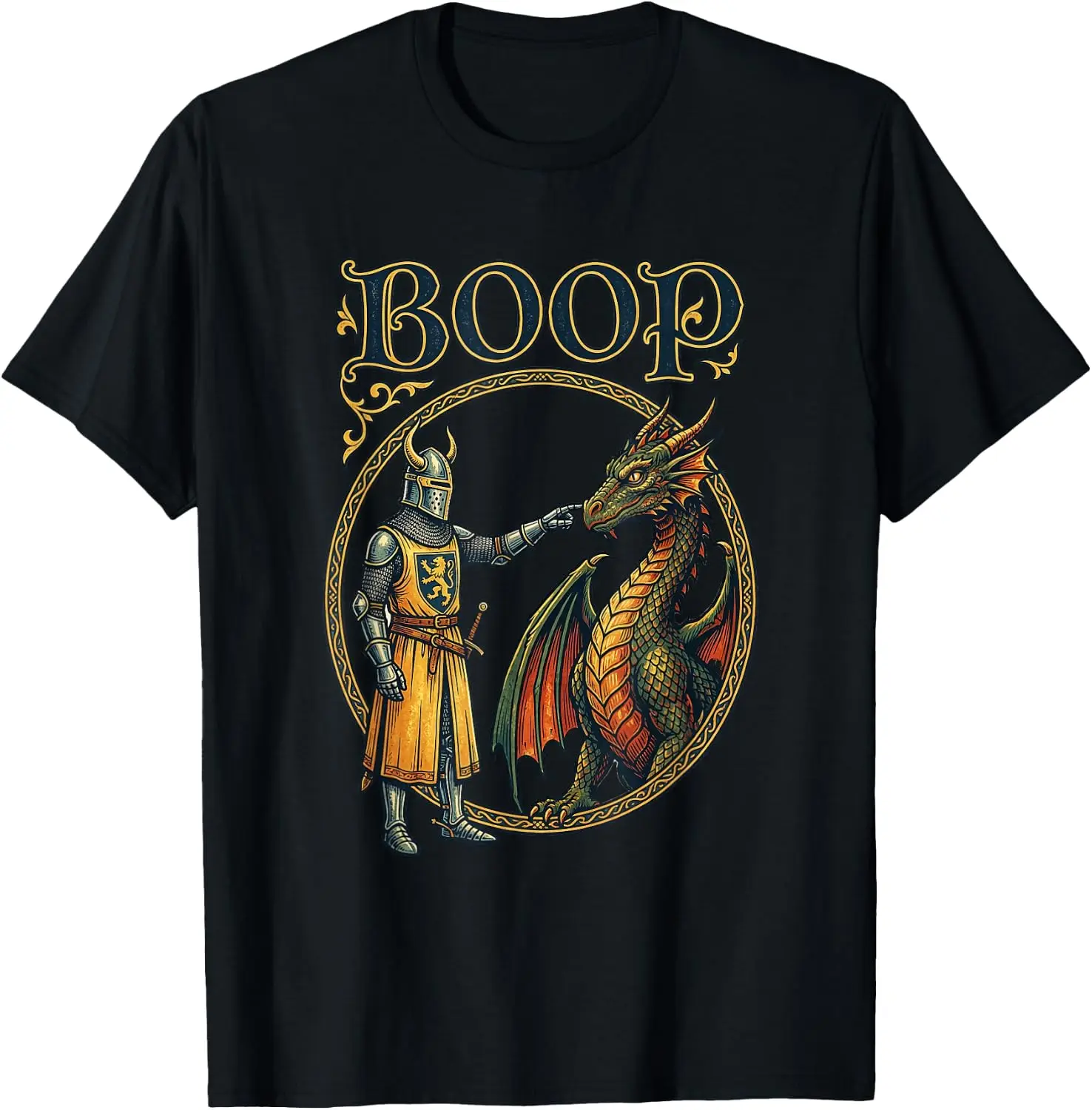 Boop Medieval Knight Dragon Funny Renaissance Faire Humor T-Shirt Unisex Fashion Printed T‑Shirt for Men Women, 100% Cotton Crew Neck Soft Lightweight Anti‑Pilling Tees,fashion printed t‑shirt, unisex graphic tee, , casual gift t‑shirt