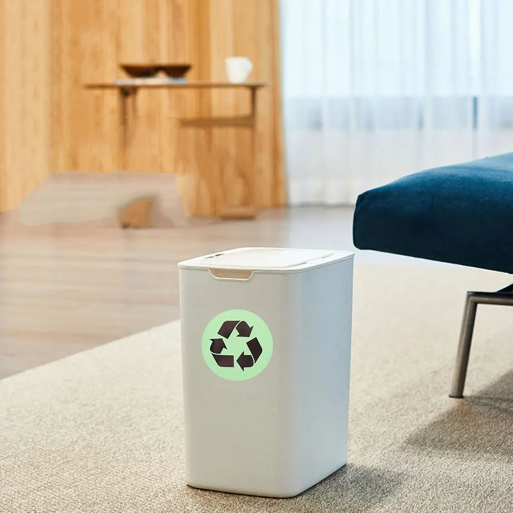 

Glow in the Dark Trash Can Stickers Recycling Applique 2 Sets PVC Labels Waterproof Creative Kitchen Bins Garbage Trucks Bin