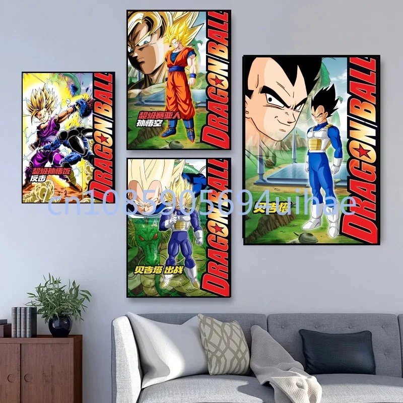 

Японский аниме-постер на холсте «Драгон Болл»: Супер Сайян Какарот, Вегета. Настенное искусство, декоративная картина, принт для стен.